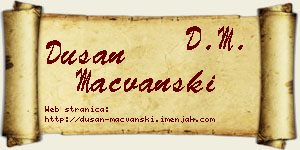 Dušan Mačvanski vizit kartica